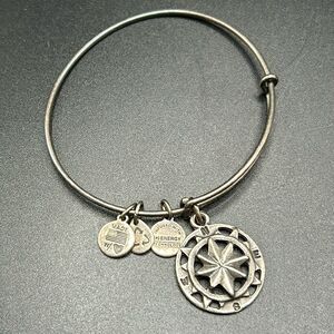 Alex And Ani Rafaelian Silver Compass Bangle Charm Adjustable Bracelet